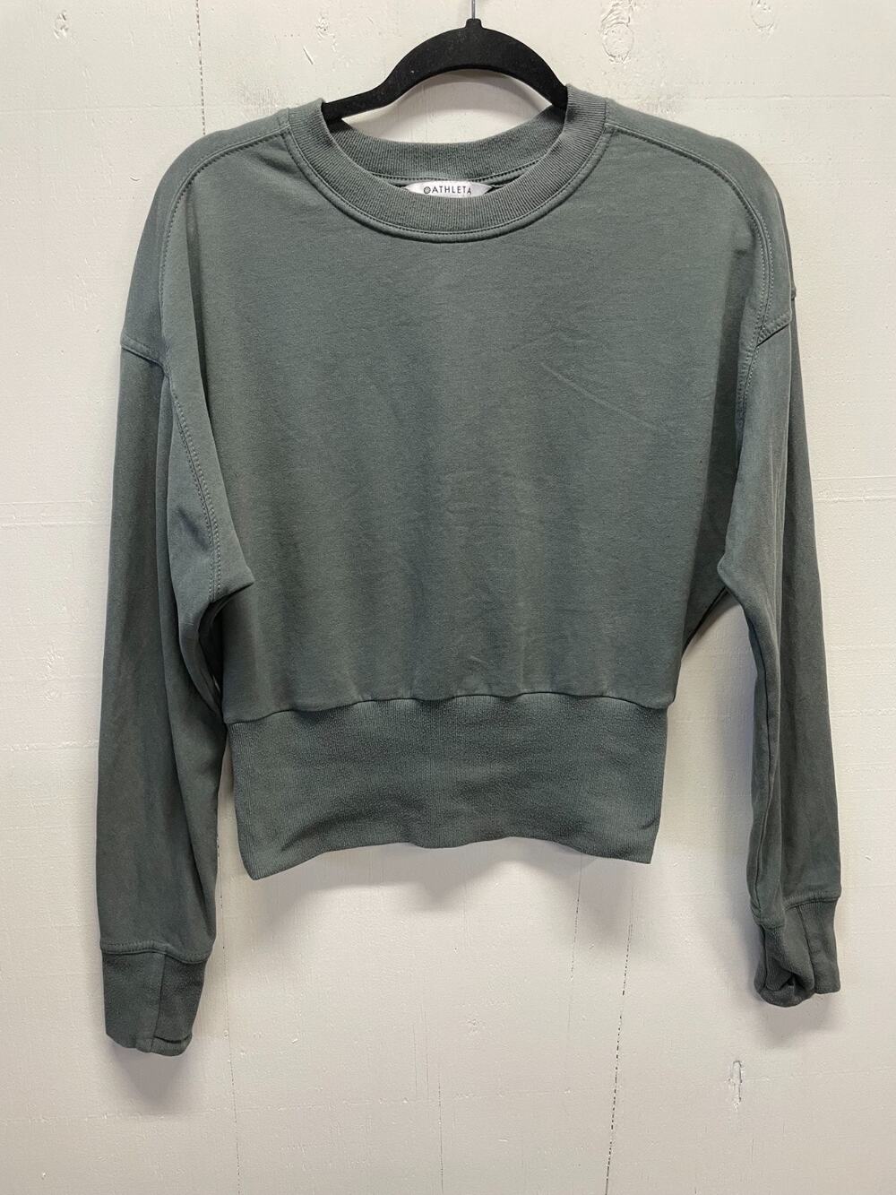 Athleta Women's XS Long Sleeve Sweatshirt with Thumbholes Army Green Activewear